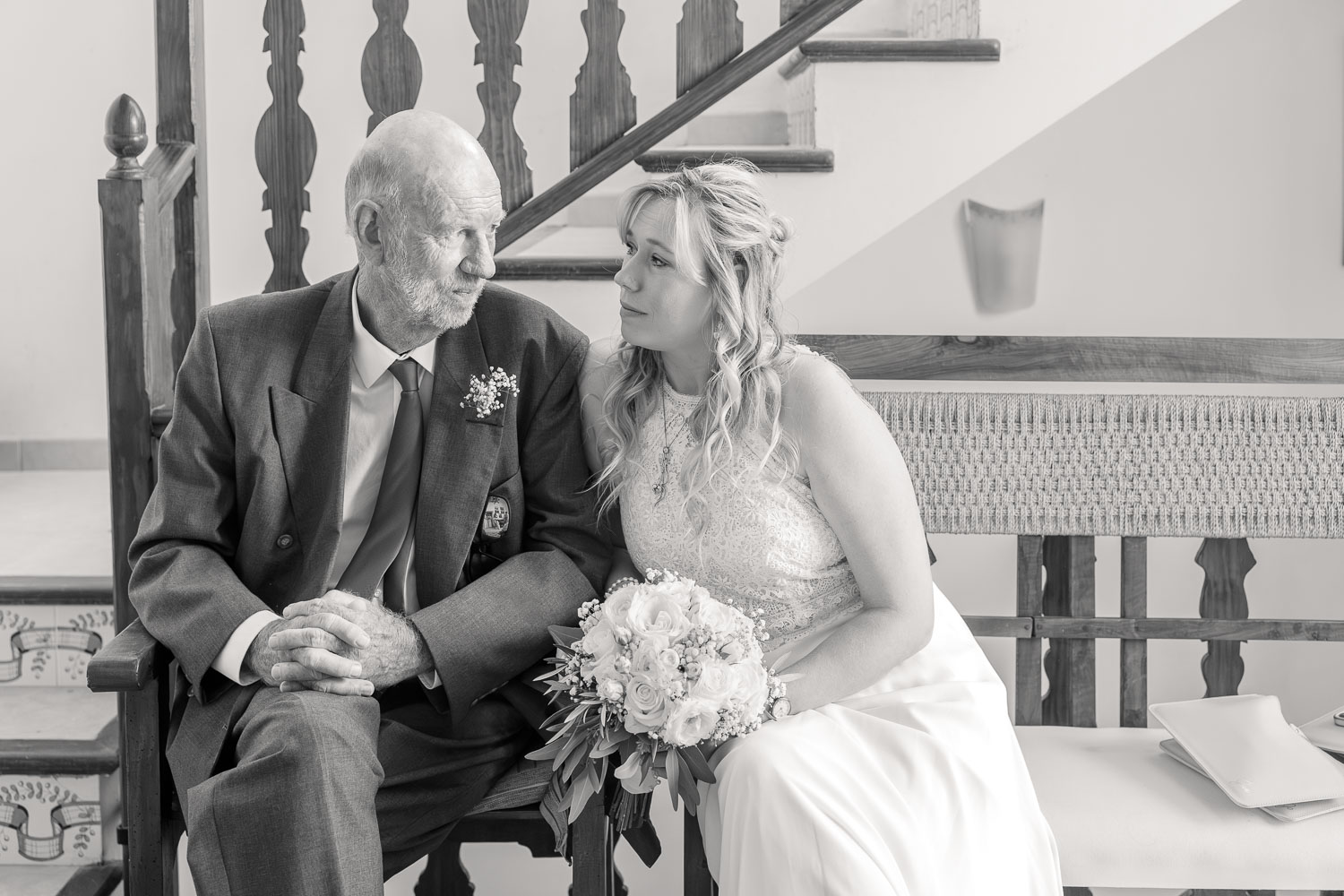 bride and her father before ceremony