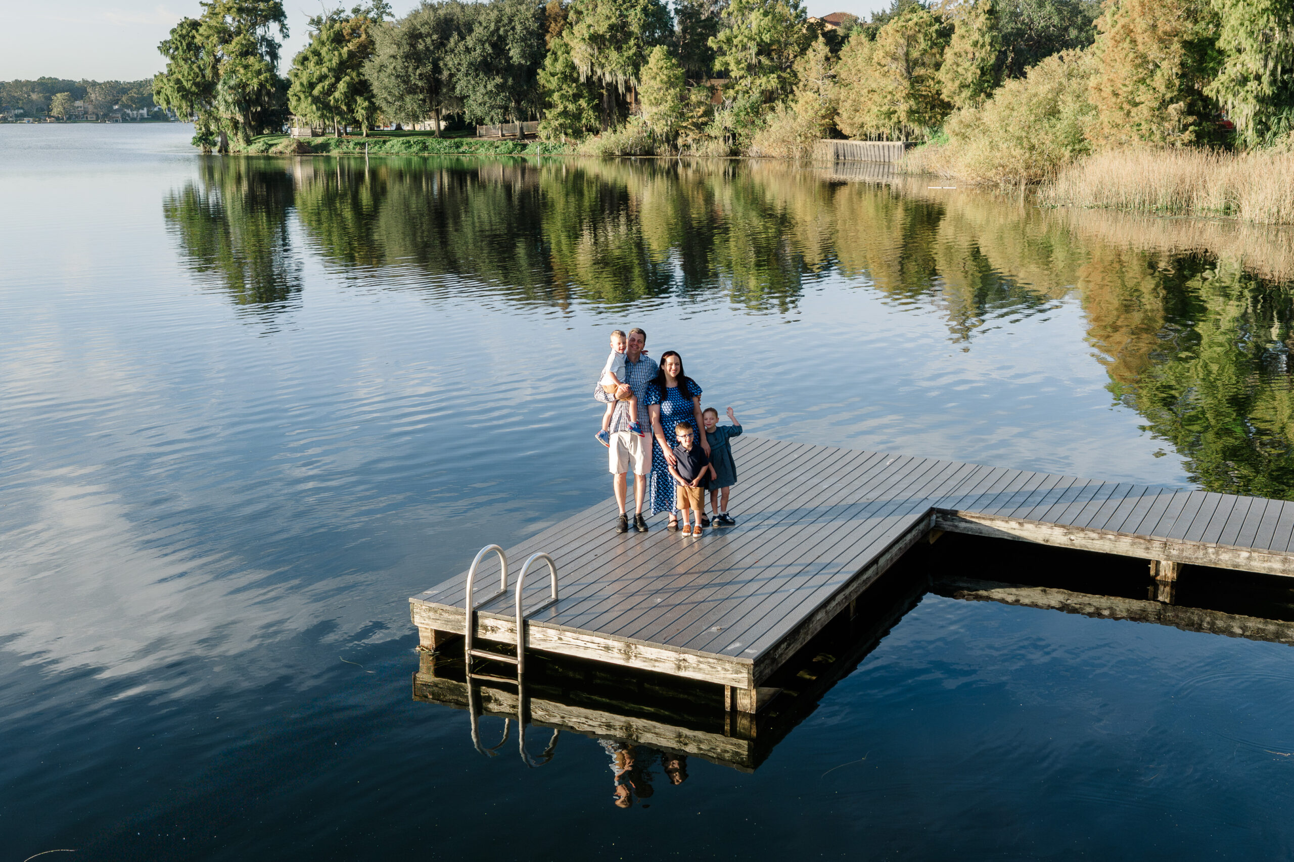family drone photo at lake victoria