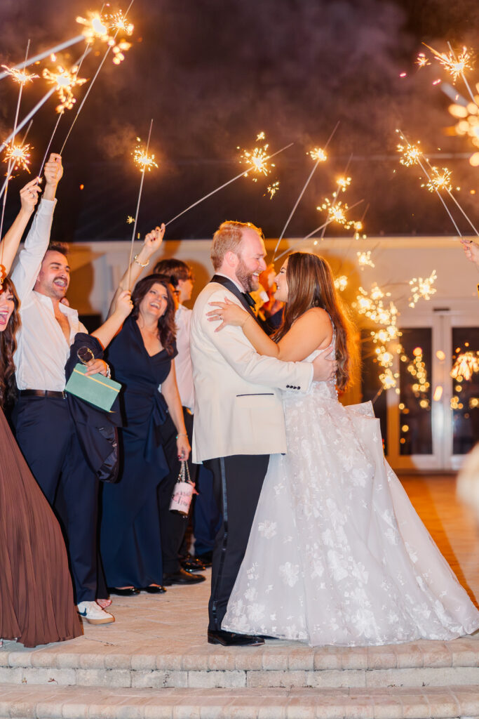 Sparkler exit at Florida wedding yacht club