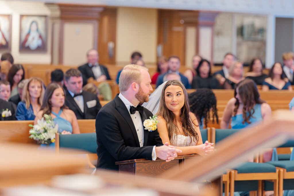 Bride and groom during Florida Catholic wedding ceremony