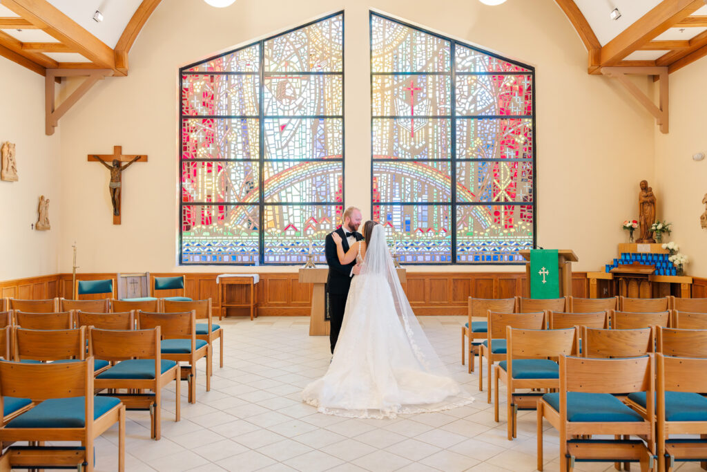 Bride and groom during Florida Catholic wedding ceremony
