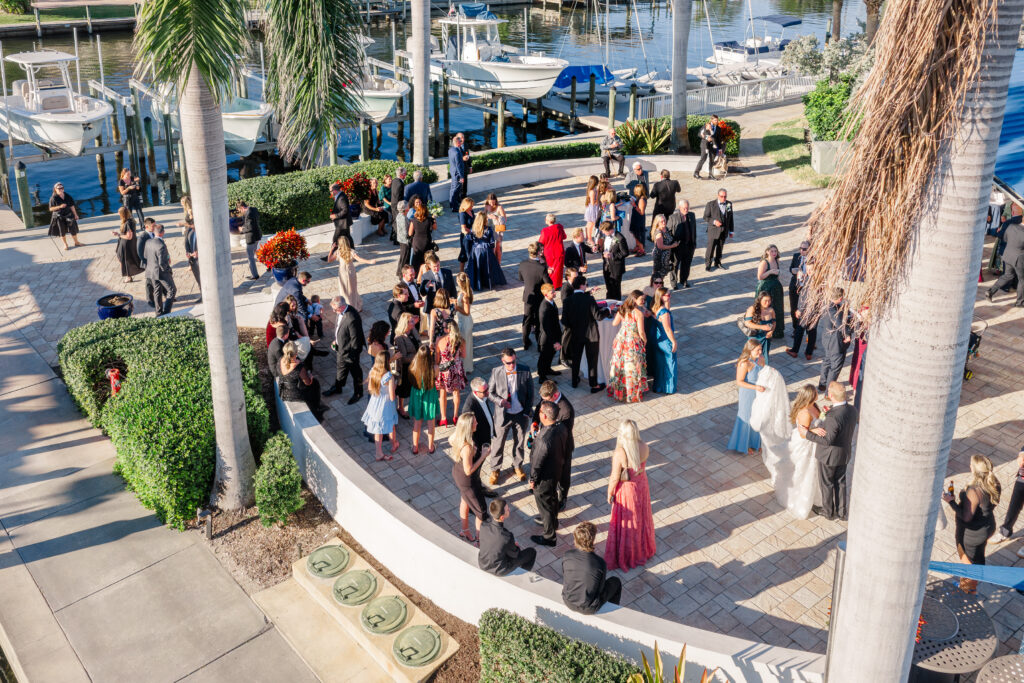 Drone photos of Florida wedding at Eau Gallie Yacht Club