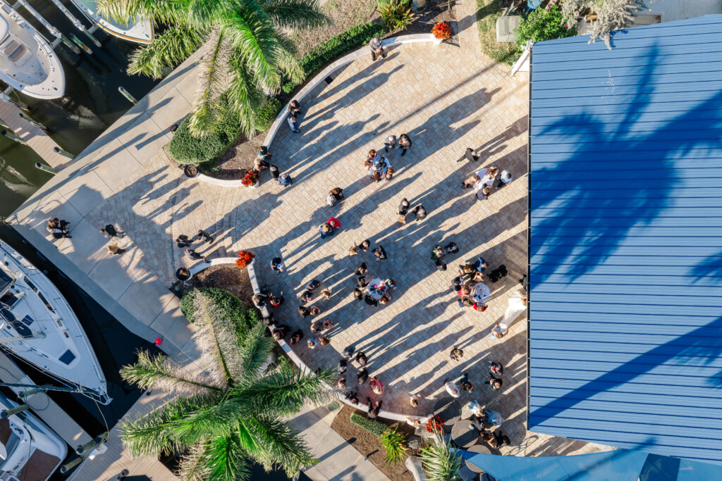 Drone photos of Florida wedding at Eau Gallie Yacht Club