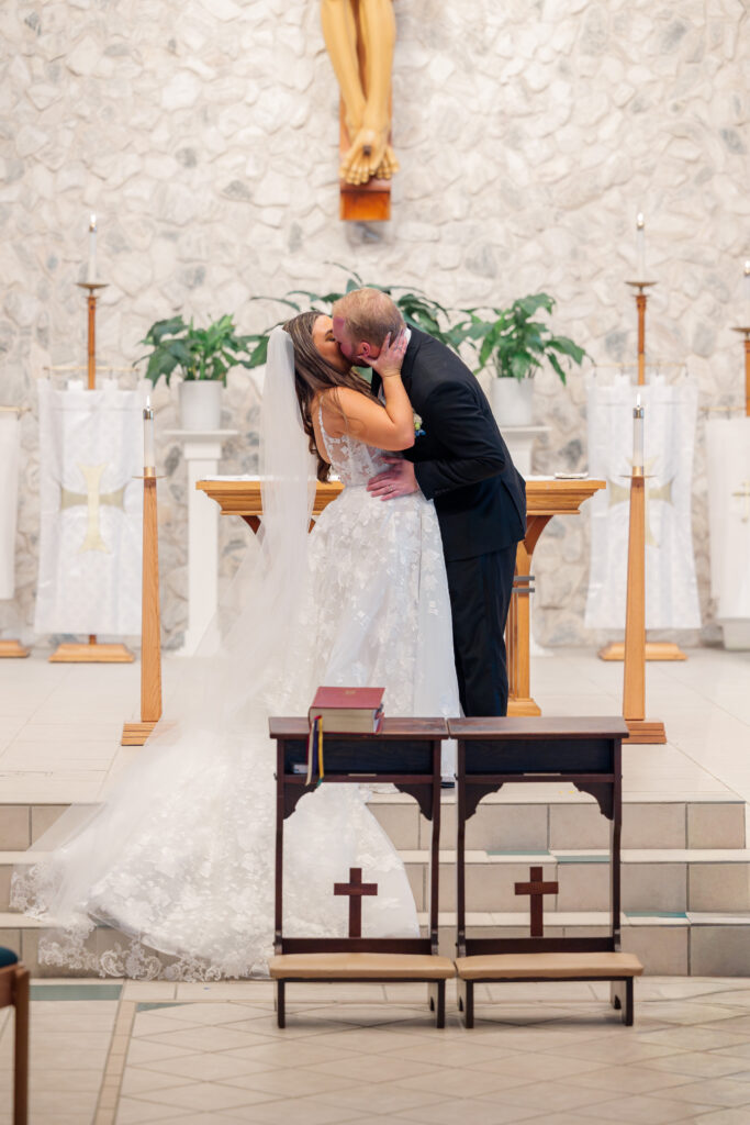 Bride and groom during Florida Catholic wedding ceremony