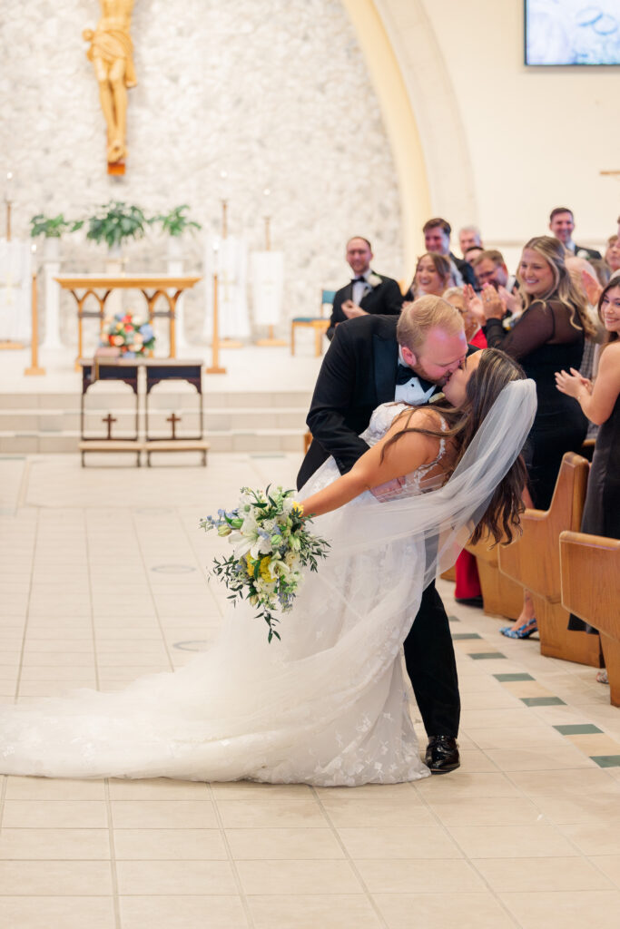 Bride and groom during Florida Catholic wedding ceremony