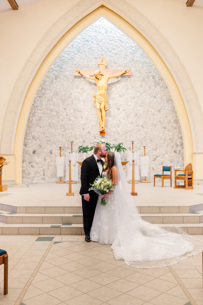 Bride and groom during Florida Catholic wedding ceremony