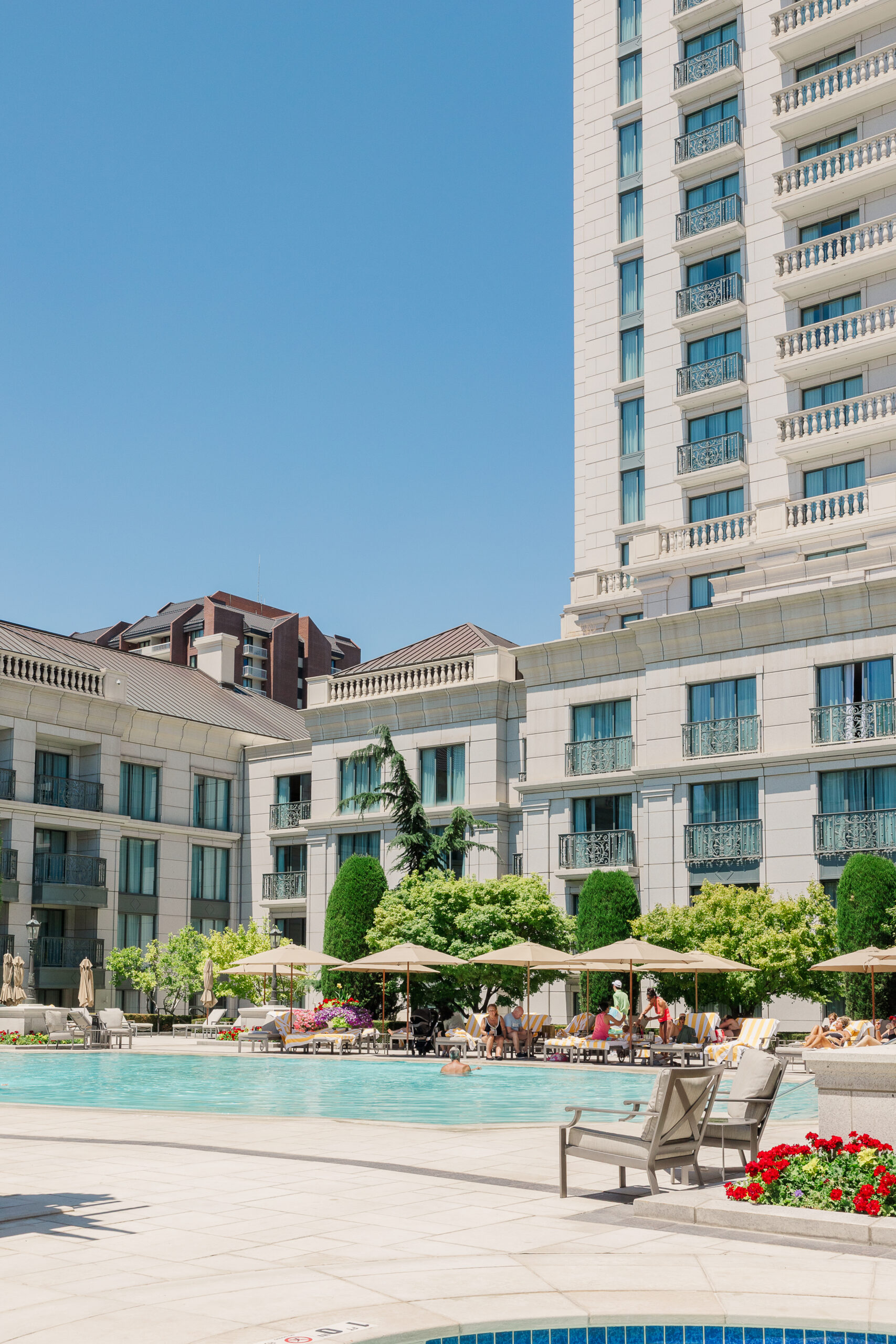 view of pool at grand america hotel Utah