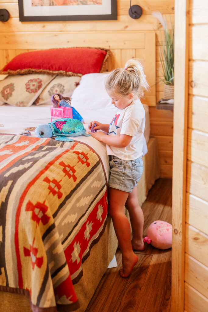 girl inside cabin at capitol reef resort