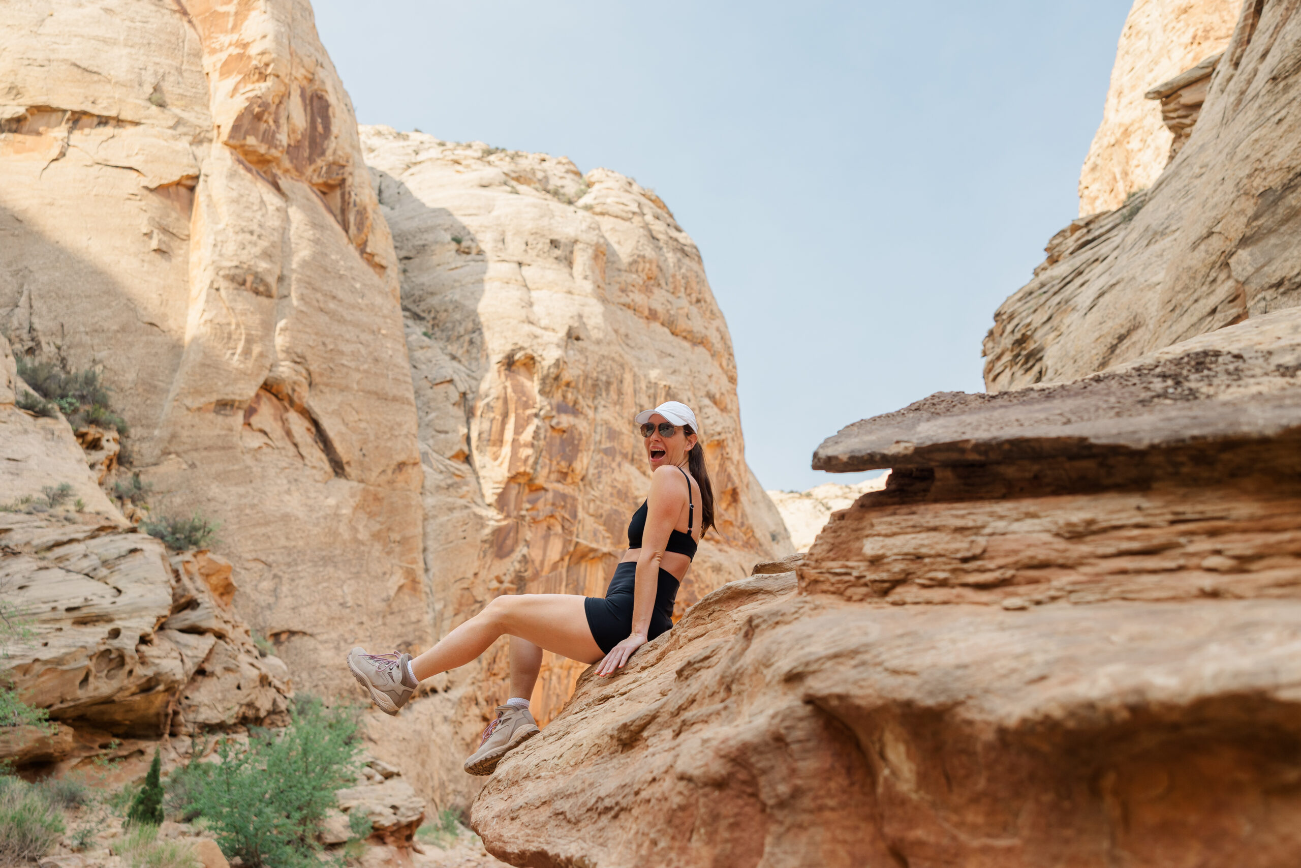 mom being silly on hike