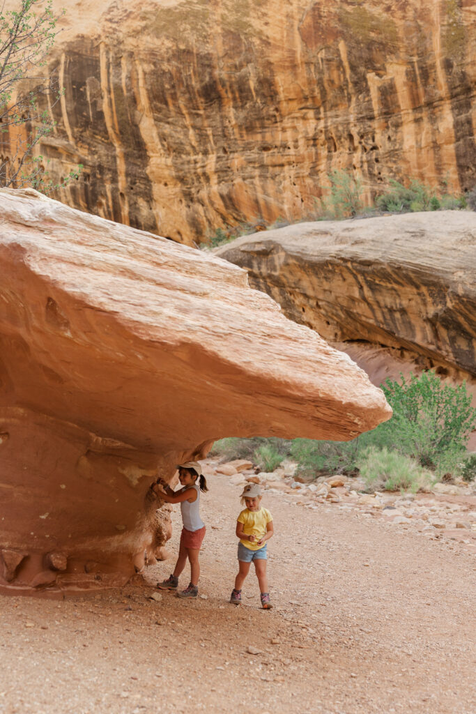 family exploring capitol reef trails