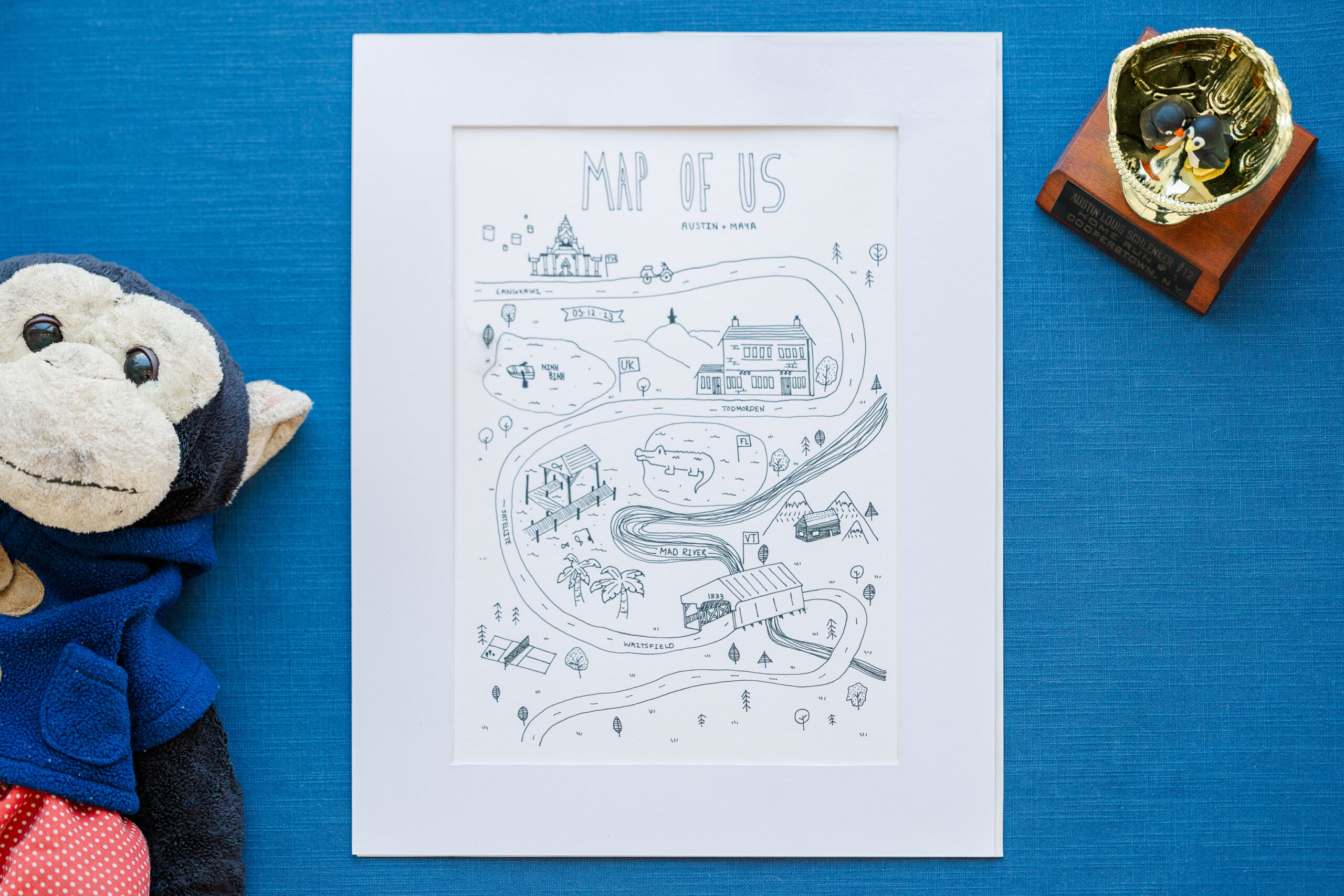 Hand drawn relationship sketch detail at Merritt Island Florida wedding