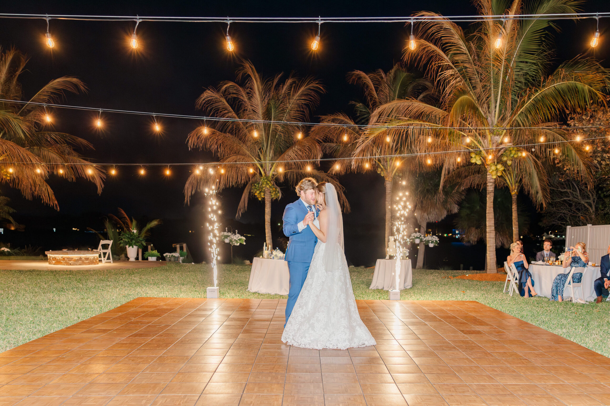 First dance during Merritt Island backyard wedding reception