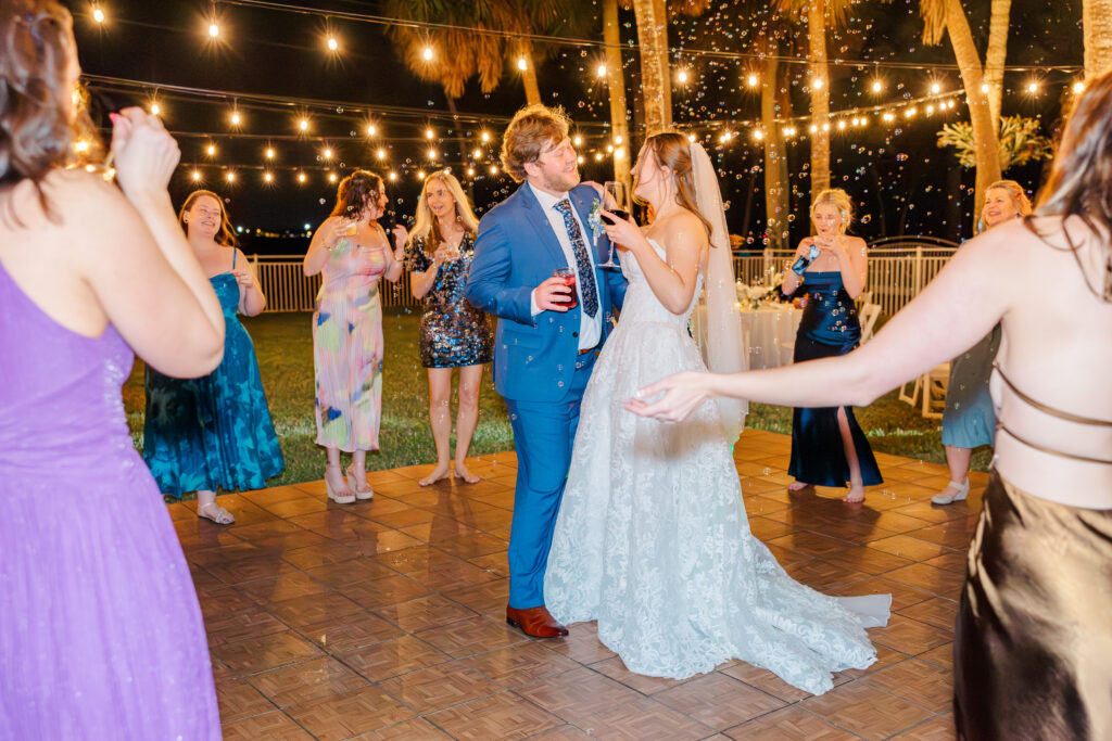 First dance during Merritt Island backyard wedding reception
