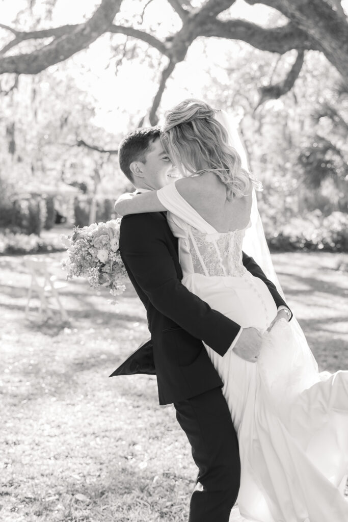 Bride and groom portraits at Victoria 1883 garden