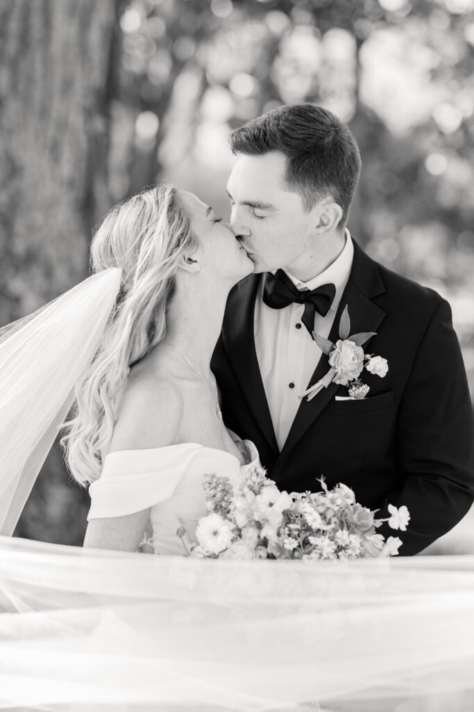 Bride and groom portraits at Victoria 1883 garden
