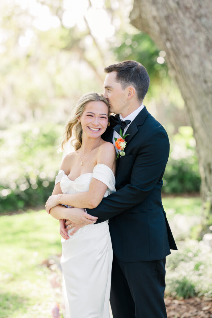 Bride and groom portraits at Victoria 1883 garden