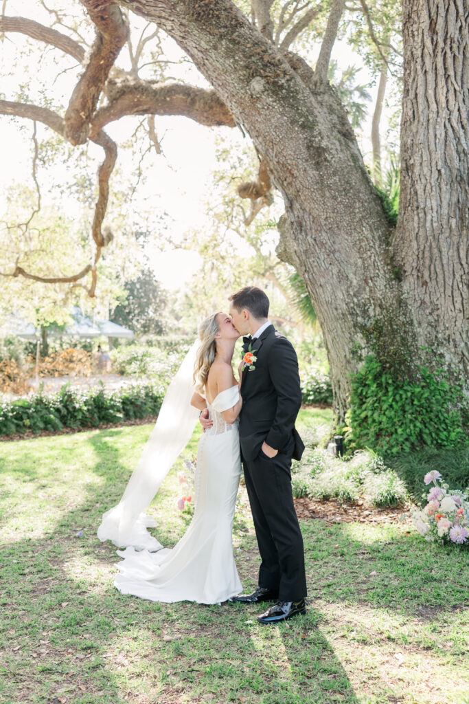 Bride and groom portraits at Victoria 1883 garden