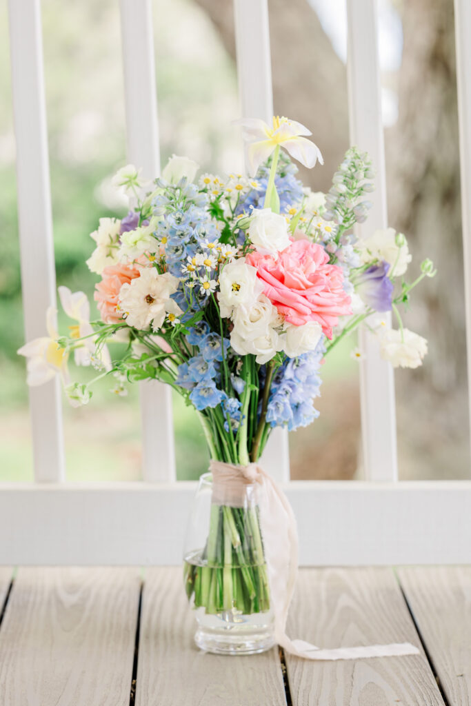 Spring bridal bouquet colorful elegant wedding flowers