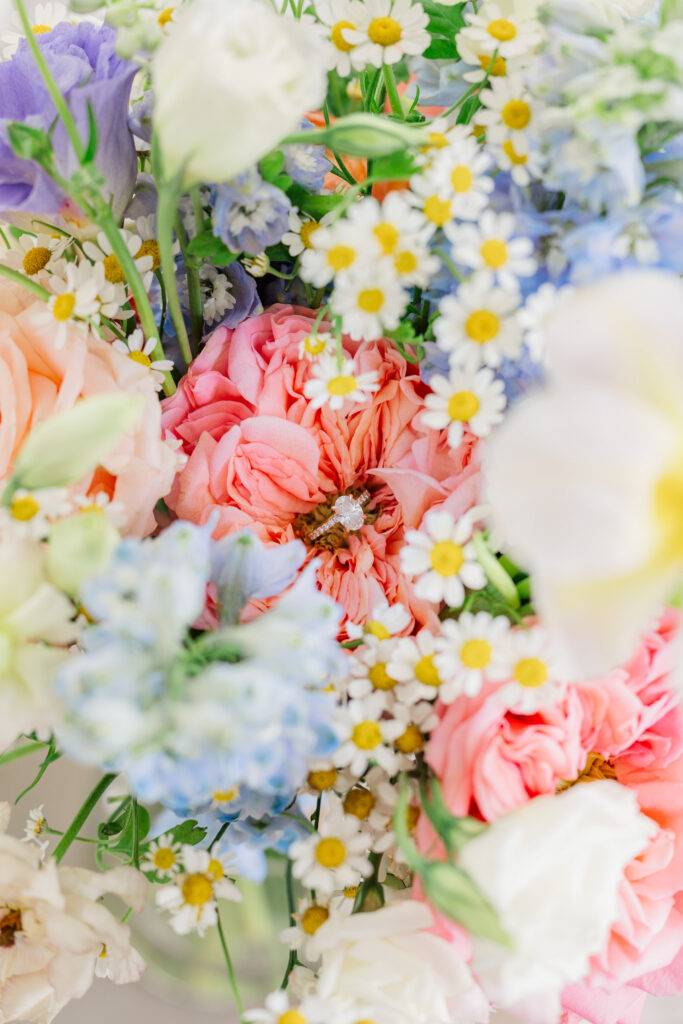 Spring bridal bouquet colorful elegant wedding flowers