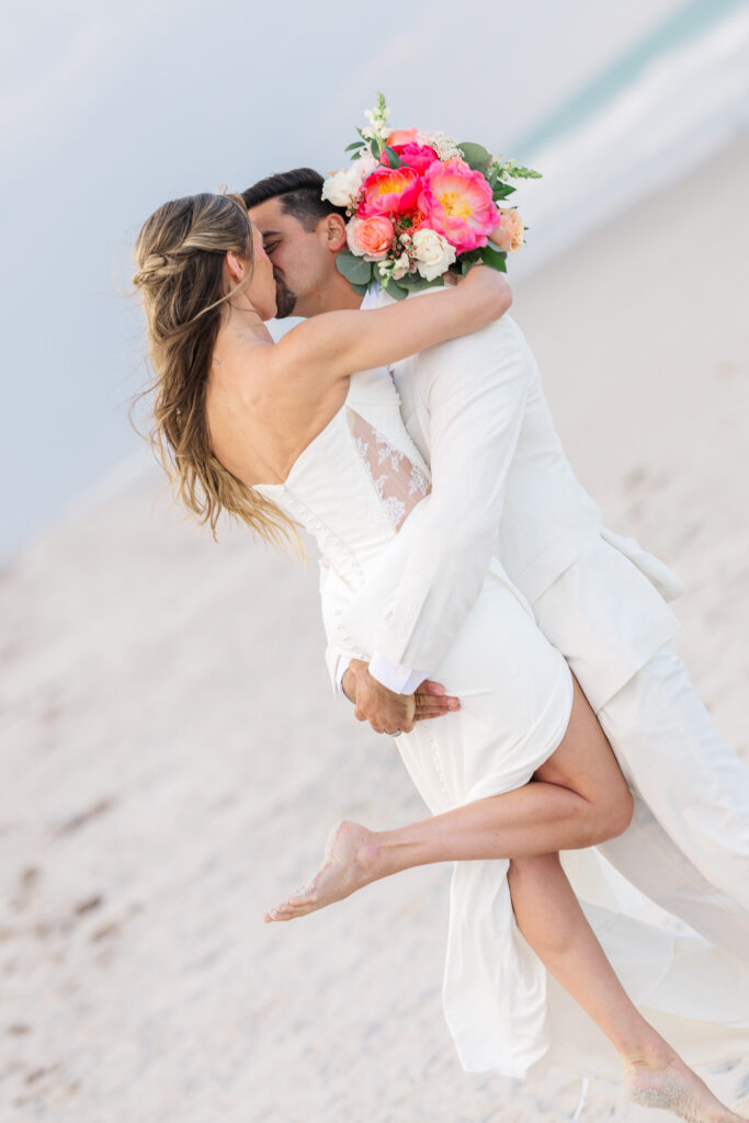 windy bridal portraits at harbour house wedding venue.