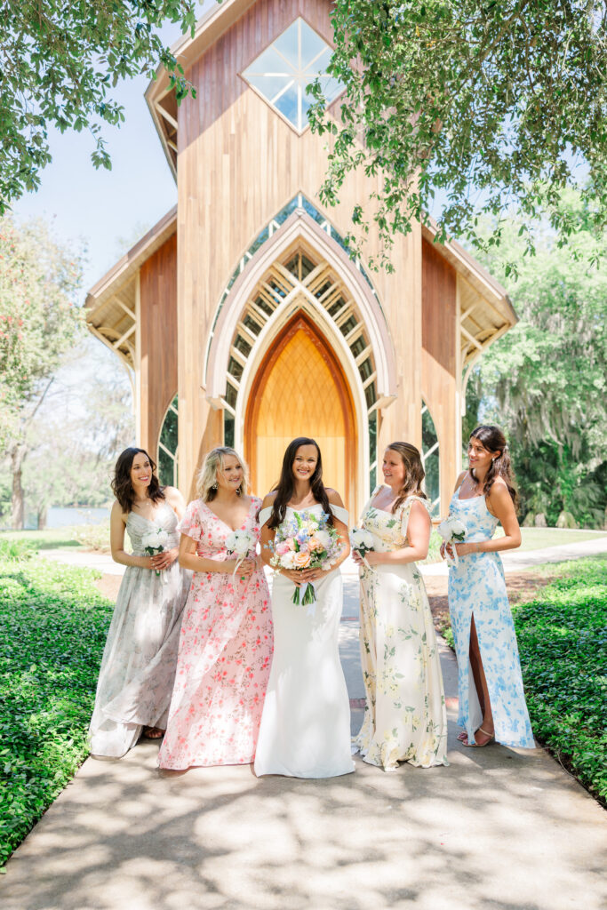 bridesmaids in front of baughman center florida
