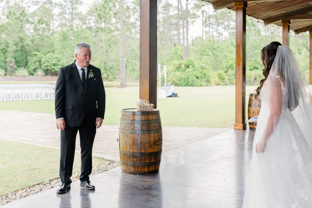 brides first look with dad